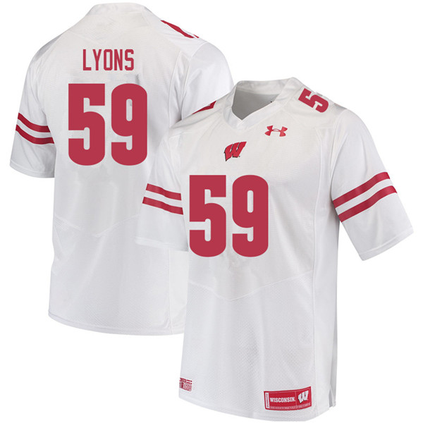 Men #59 Andrew Lyons Wisconsin Badgers College Football Jerseys Sale-White